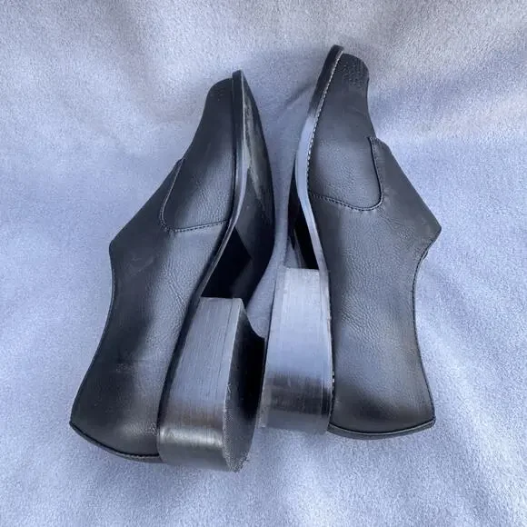 Korks Theodore Monk Shoes Womens Size 8 Black Strap Buckle Block Heel Wingtip - Picture 8 of 10